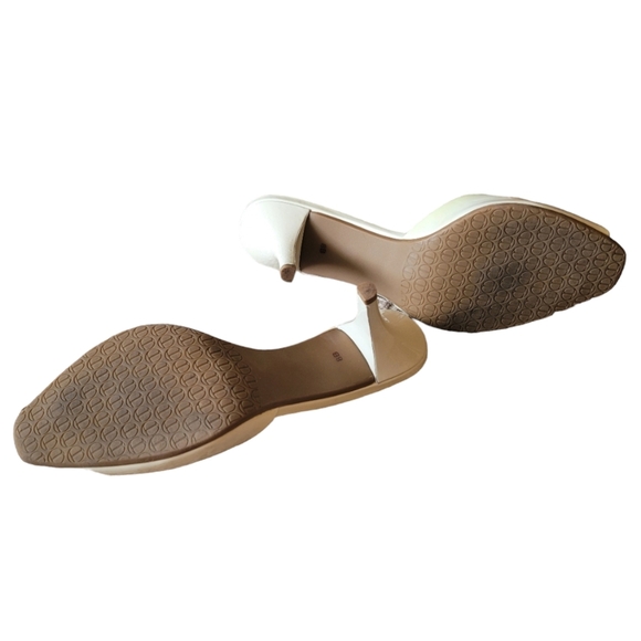 Talbots Slides Heeled Sandals Bone Cream Colored Size 8B